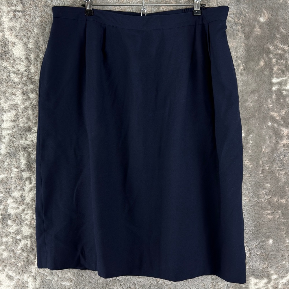 Atrium Size 22W Plus Lined‎ Elastic Waist Pencil Midi Skirt Navy Blue Women